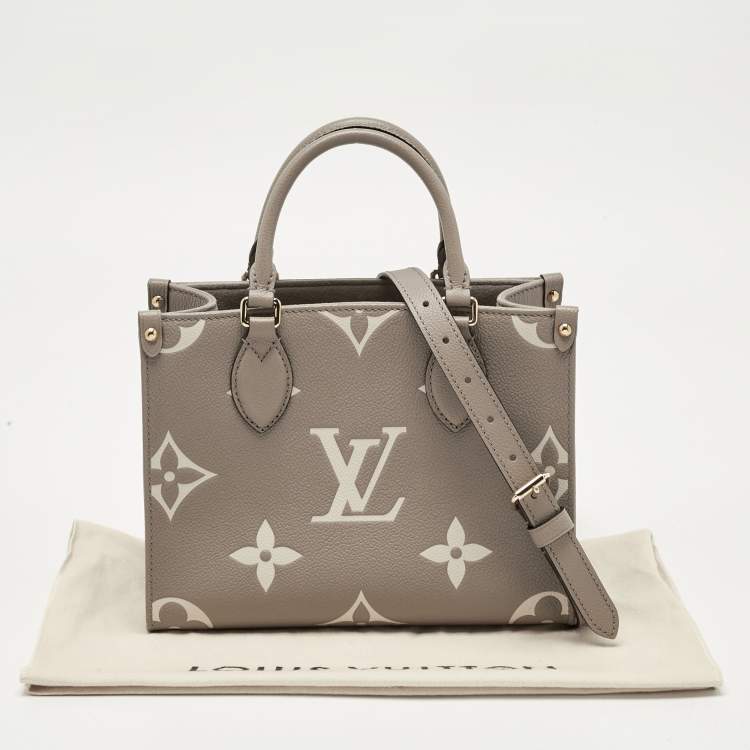 Pre Owned Louis Vuitton Tourterelle/Creme Monogram Empreinte Onthego PM Tote
