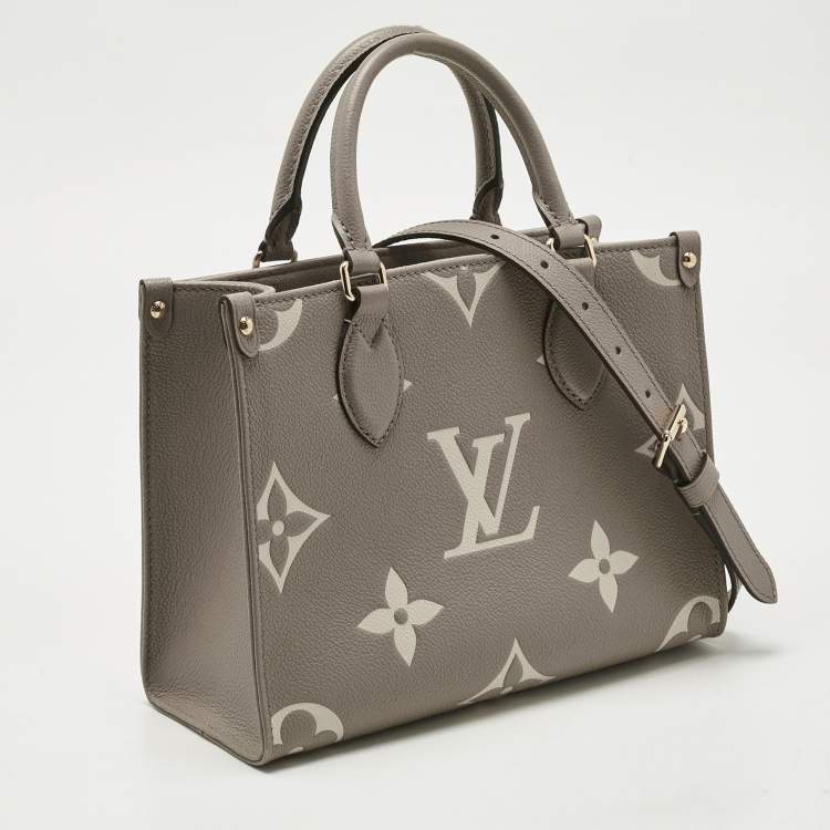 Pre Owned Louis Vuitton Tourterelle/Creme Monogram Empreinte Onthego PM Tote
