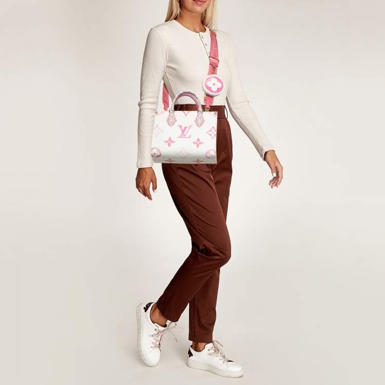 Pre Owned Louis Vuitton Pink Monogram Giant By The Pool 2.0 Onthego PM Tote
