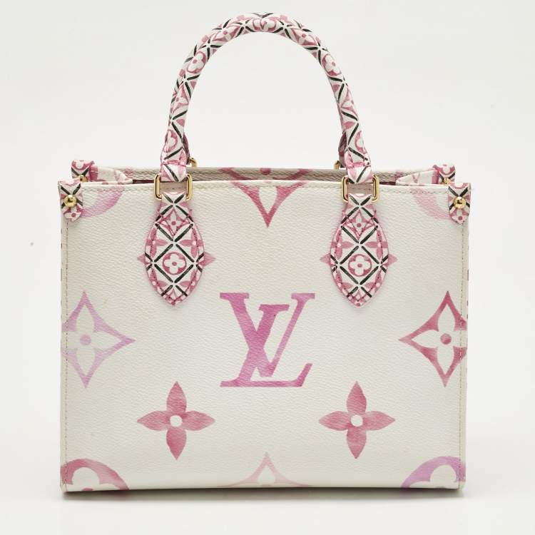 Pre Owned Louis Vuitton Pink Monogram Giant By The Pool 2.0 Onthego PM Tote