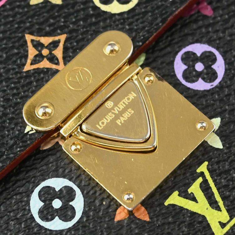 Pre Owned Louis Vuitton Portefeuille Black Multicolor Leather Wallet
