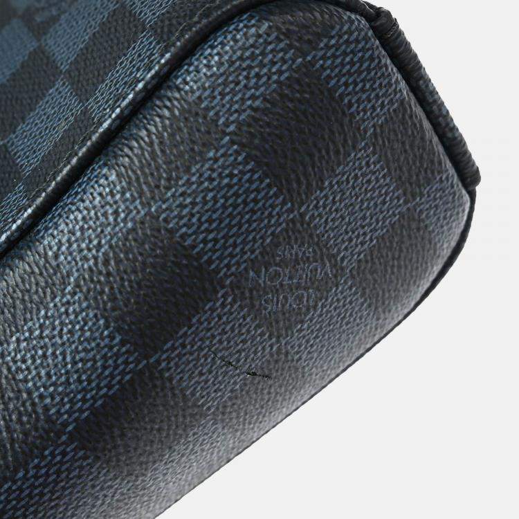 Pre Owned Louis Vuitton Damier Cobalt Newport MM Blue Canvas Crossbody Bag