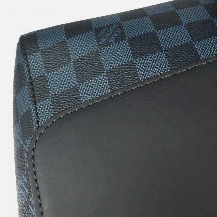 Pre Owned Louis Vuitton Damier Cobalt Newport MM Blue Canvas Crossbody Bag
