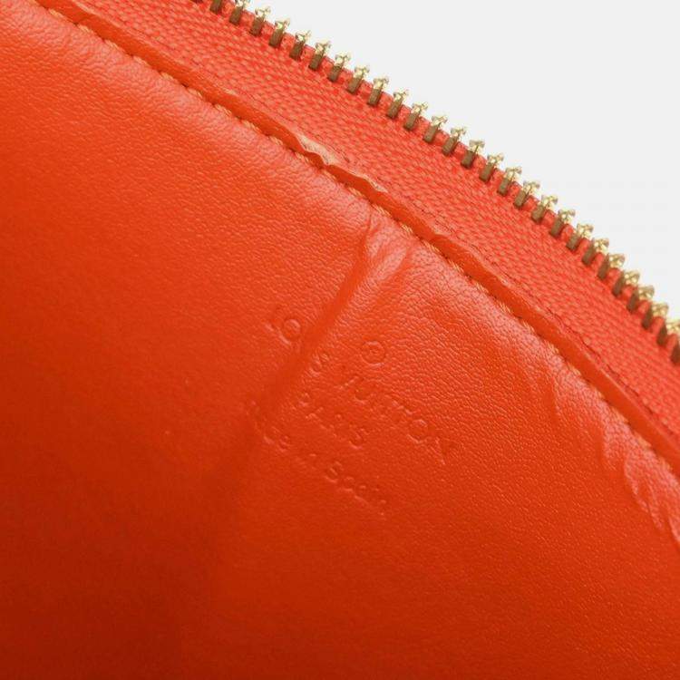 Pre Owned Louis Vuitton Lexington Orange Vernis Flower Patent Leather Shoulder Bag