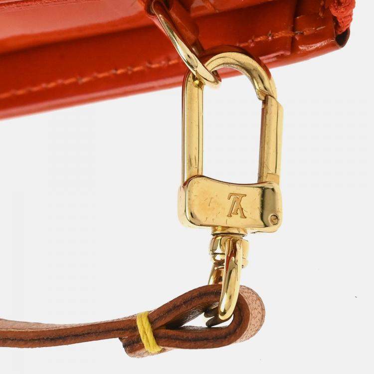 Pre Owned Louis Vuitton Lexington Orange Vernis Flower Patent Leather Shoulder Bag