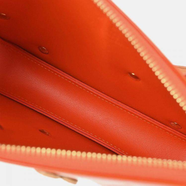 Pre Owned Louis Vuitton Lexington Orange Vernis Flower Patent Leather Shoulder Bag