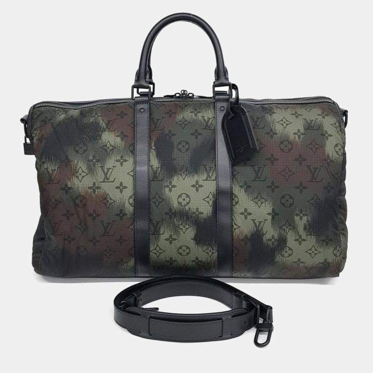 Pre Owned Louis Vuitton Multicolor Fabric Camouflage Bandouliere Keepall 50