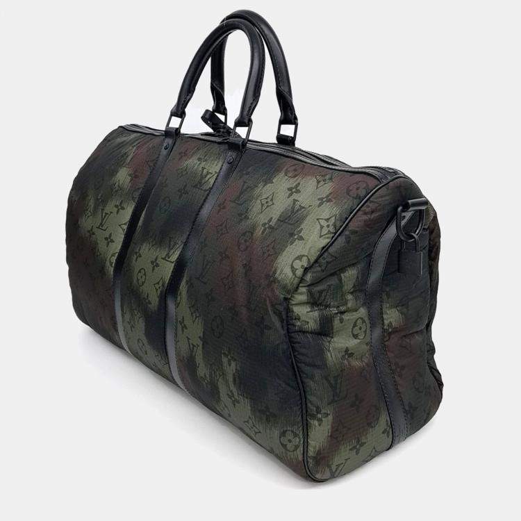 Pre Owned Louis Vuitton Multicolor Fabric Camouflage Bandouliere Keepall 50