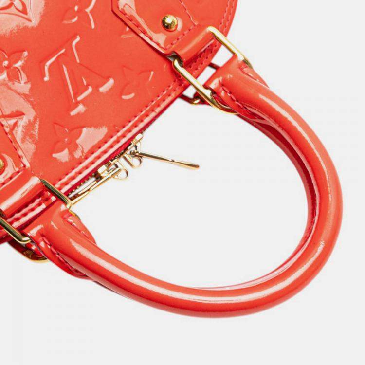 Pre Owned Louis Vuitton Orange Monogram Vernis Alma BB