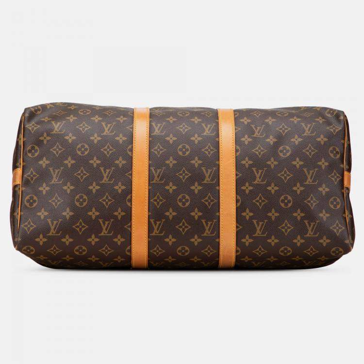 Pre Owned Louis Vuitton Brown Monogram Keepall Bandouliere 50
