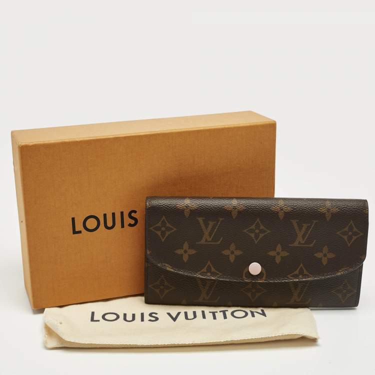 Pre Owned Louis Vuitton Rose Ballerine Damier Ebene Canvas Emilie Wallet