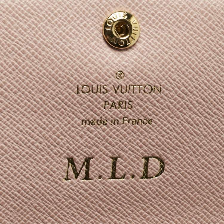 Pre Owned Louis Vuitton Rose Ballerine Damier Ebene Canvas Emilie Wallet