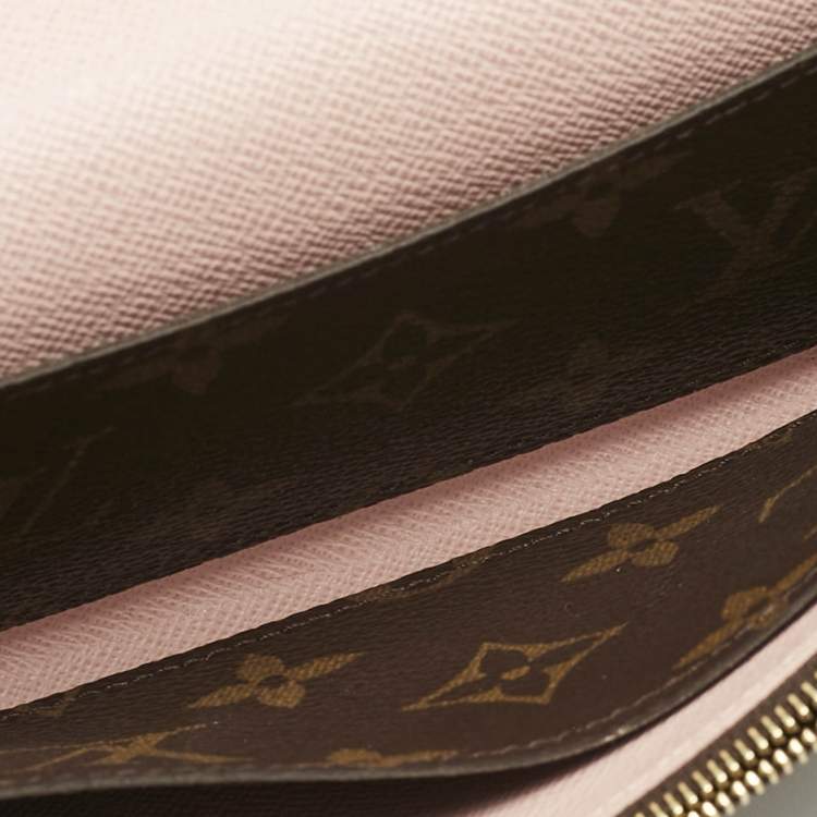 Pre Owned Louis Vuitton Rose Ballerine Damier Ebene Canvas Emilie Wallet