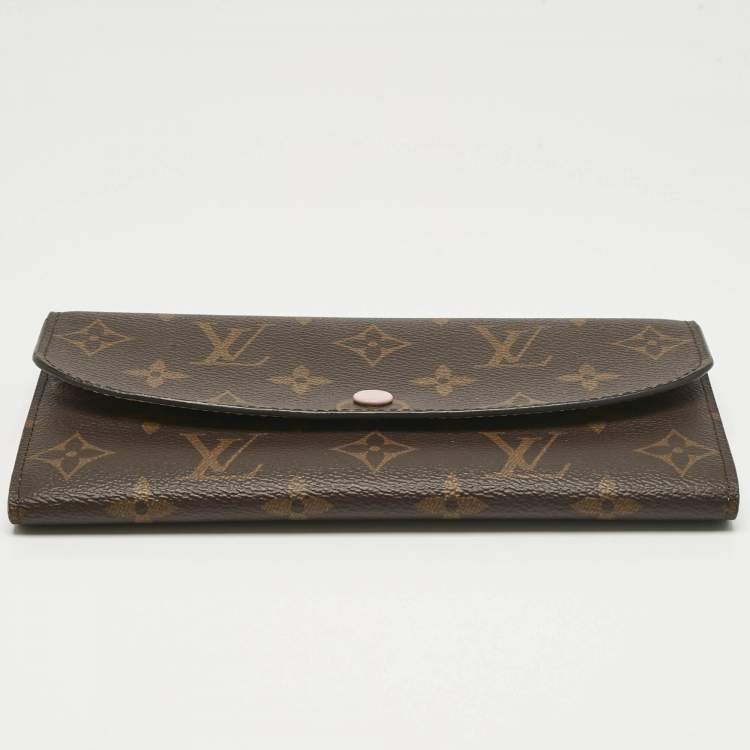 Pre Owned Louis Vuitton Rose Ballerine Damier Ebene Canvas Emilie Wallet