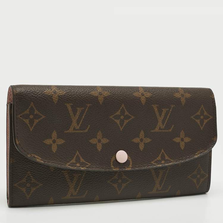 Pre Owned Louis Vuitton Rose Ballerine Damier Ebene Canvas Emilie Wallet