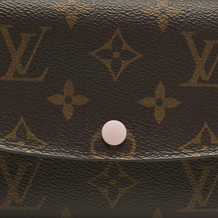 Pre Owned Louis Vuitton Rose Ballerine Damier Ebene Canvas Emilie Wallet