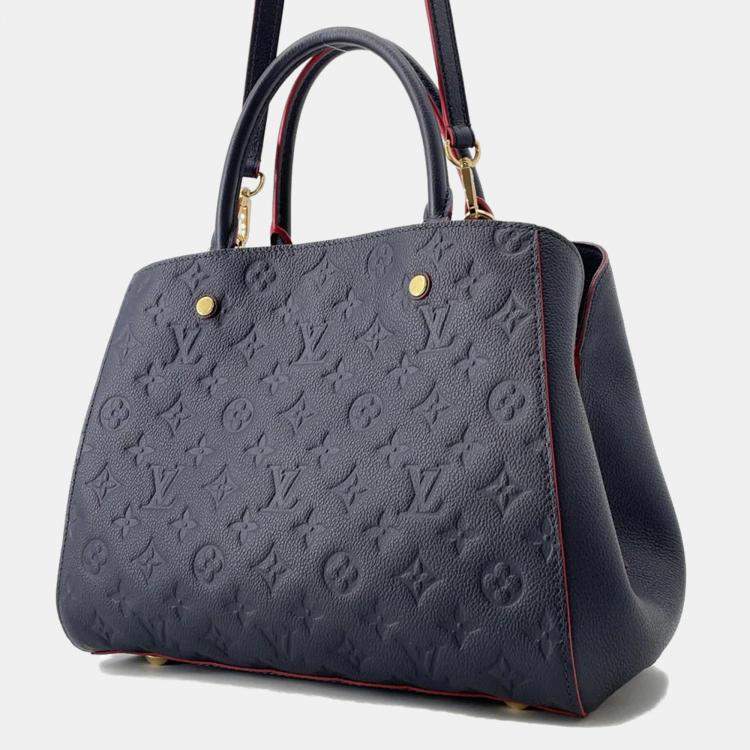 Pre Owned Louis Vuitton Montaigne MM Marine Rouge Monogram Empreinte Leather Satchel Bag