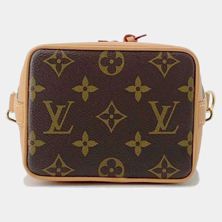 Pre Owned Louis Vuitton Nano Noe Azur Brown Monogram Canvas Shoulder Bag