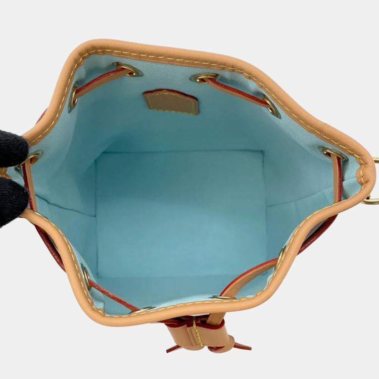 Pre Owned Louis Vuitton Nano Noe Azur Brown Monogram Canvas Shoulder Bag