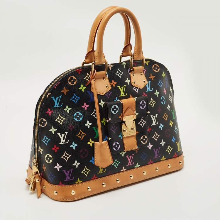 Pre Owned Louis Vuitton Black Multicolor Monogram Canvas Alma GM Bag