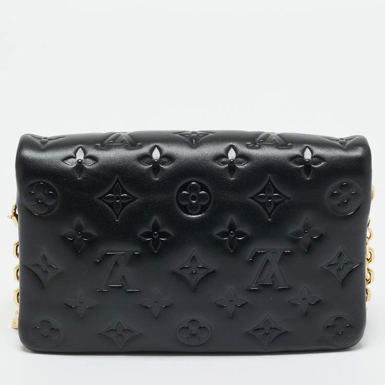 Pre Owned Louis Vuitton Black Monogram Leather Coussin Pochette Bag