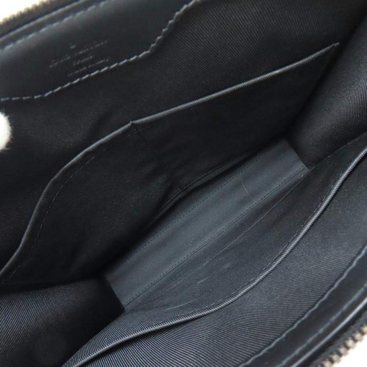 Pre Owned Louis Vuitton Sac Plat Cloth Black Monogram Eclipse Handbag 