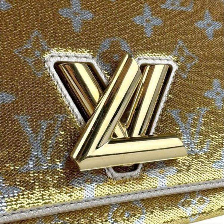 Pre Owned Louis Vuitton Twist PM  Gold Silver Sequin  Shoulder Bag