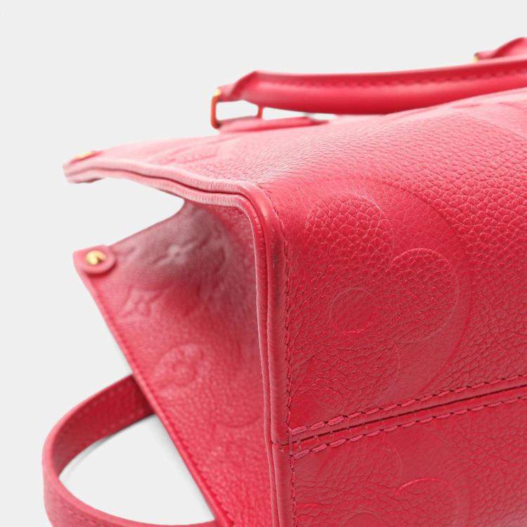 Pre Owned Louis Vuitton On The Go Pm Monogram Empreinte Freesia Tote Bag Leather Pink