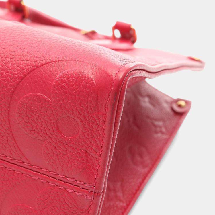 Pre Owned Louis Vuitton On The Go Pm Monogram Empreinte Freesia Tote Bag Leather Pink