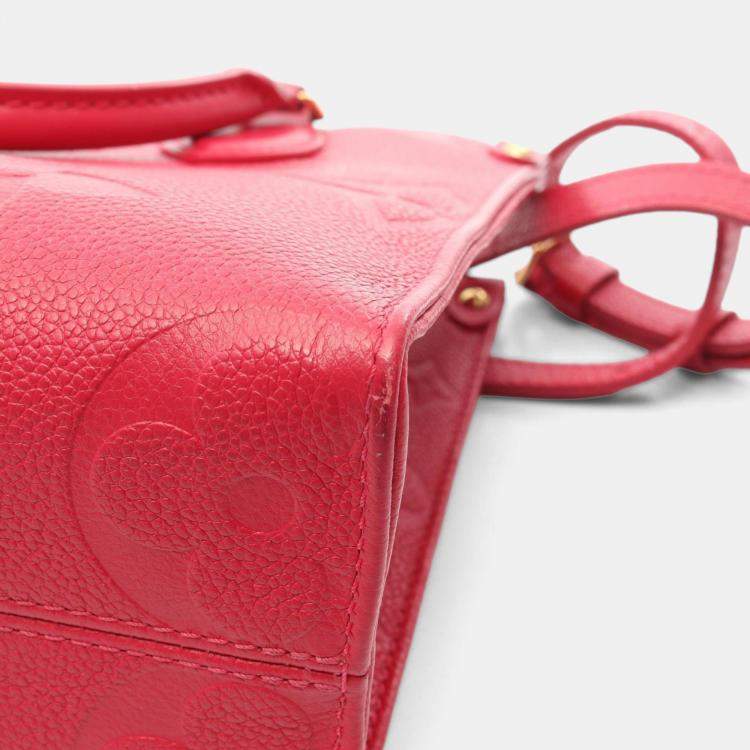 Pre Owned Louis Vuitton On The Go Pm Monogram Empreinte Freesia Tote Bag Leather Pink