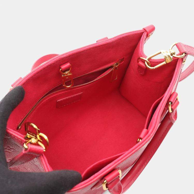 Pre Owned Louis Vuitton On The Go Pm Monogram Empreinte Freesia Tote Bag Leather Pink