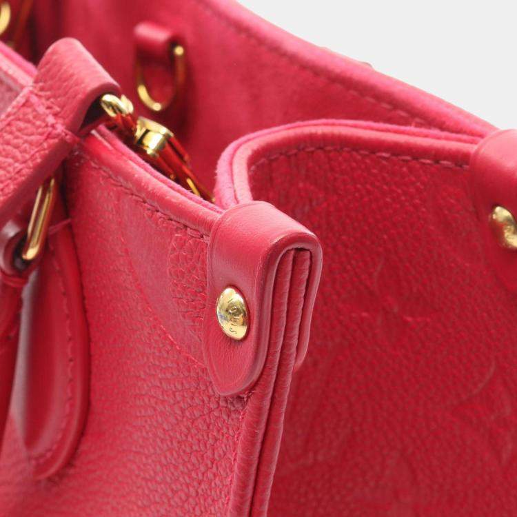 Pre Owned Louis Vuitton On The Go Pm Monogram Empreinte Freesia Tote Bag Leather Pink