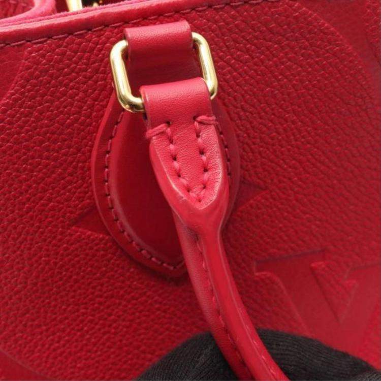 Pre Owned Louis Vuitton On The Go Pm Monogram Empreinte Freesia Tote Bag Leather Pink