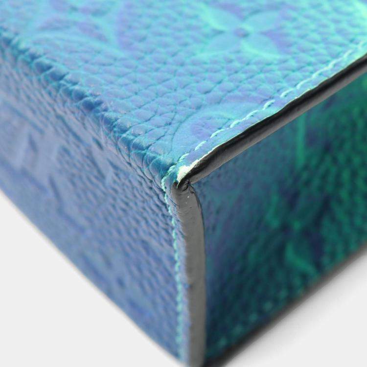 Pre Owned Louis Vuitton Sac Plat Xs Taurillon Illusion Handbag Leather Green Blue