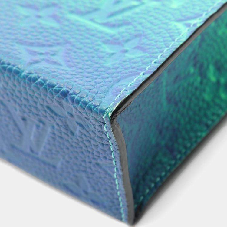 Pre Owned Louis Vuitton Sac Plat Xs Taurillon Illusion Handbag Leather Green Blue