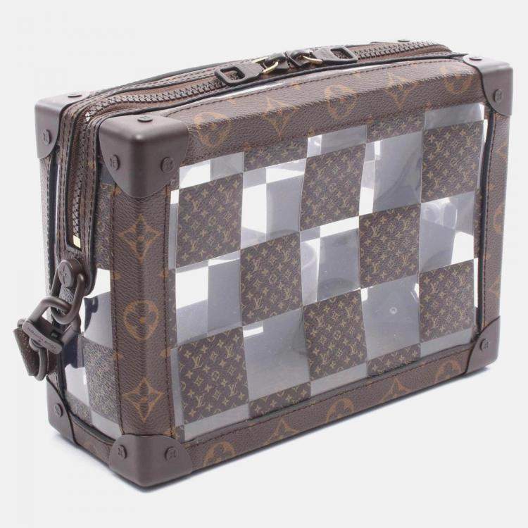 Pre Owned Louis Vuitton Slim Soft Trunk Shoulder Bag Coated Canvas Monogram Brown