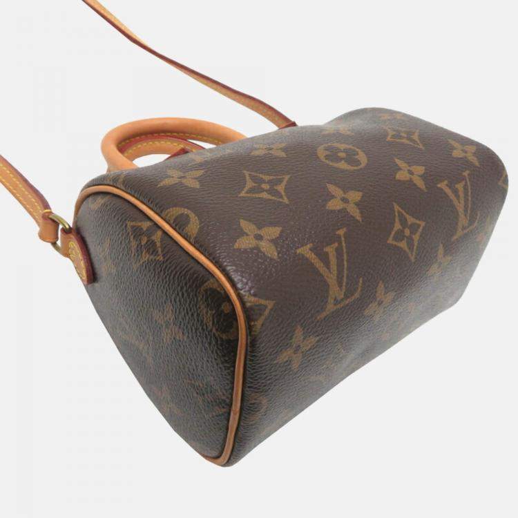 Pre Owned Louis Vuitton Nano Speedy Boston Bag Monogram Brown