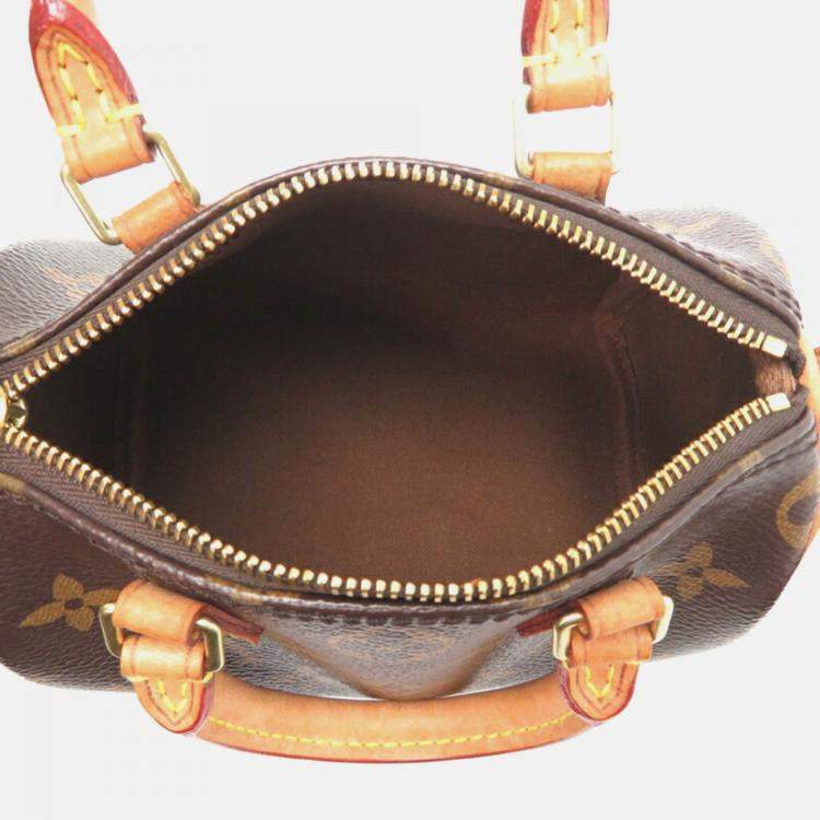 Pre Owned Louis Vuitton Nano Speedy Boston Bag Monogram Brown