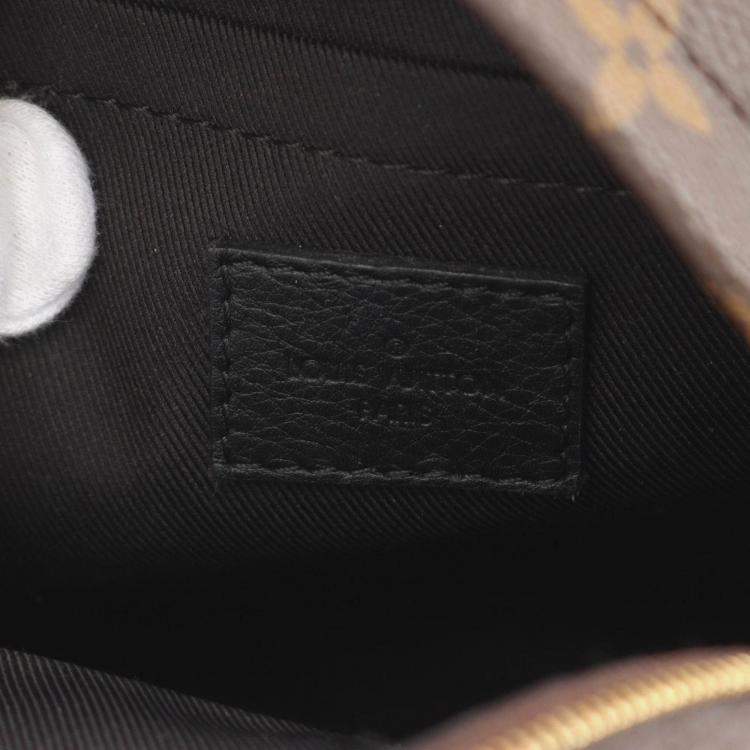 Pre Owned Louis Vuitton Palm Springs Mini Backpack Bag Coated Canvas Leather Monogram Brown Black