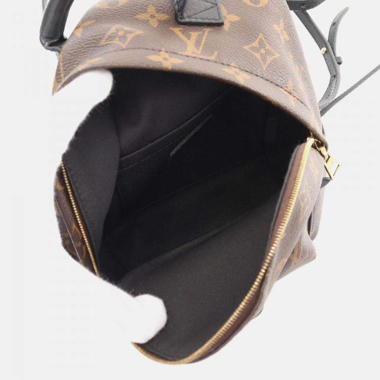 Pre Owned Louis Vuitton Palm Springs Mini Backpack Bag Coated Canvas Leather Monogram Brown Black