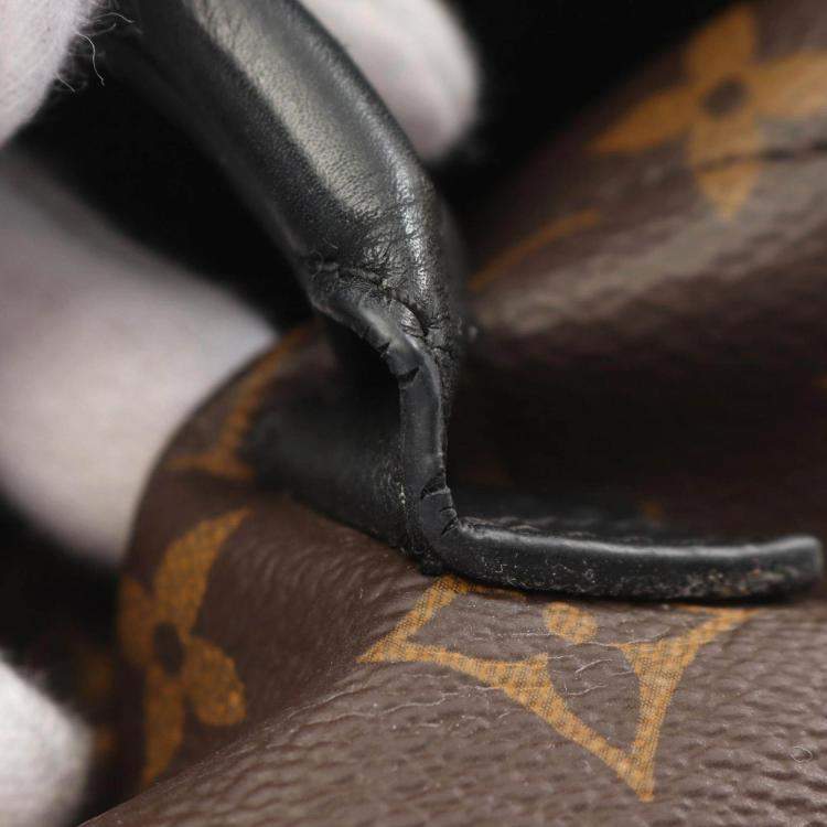 Pre Owned Louis Vuitton Palm Springs Mini Backpack Bag Coated Canvas Leather Monogram Brown Black