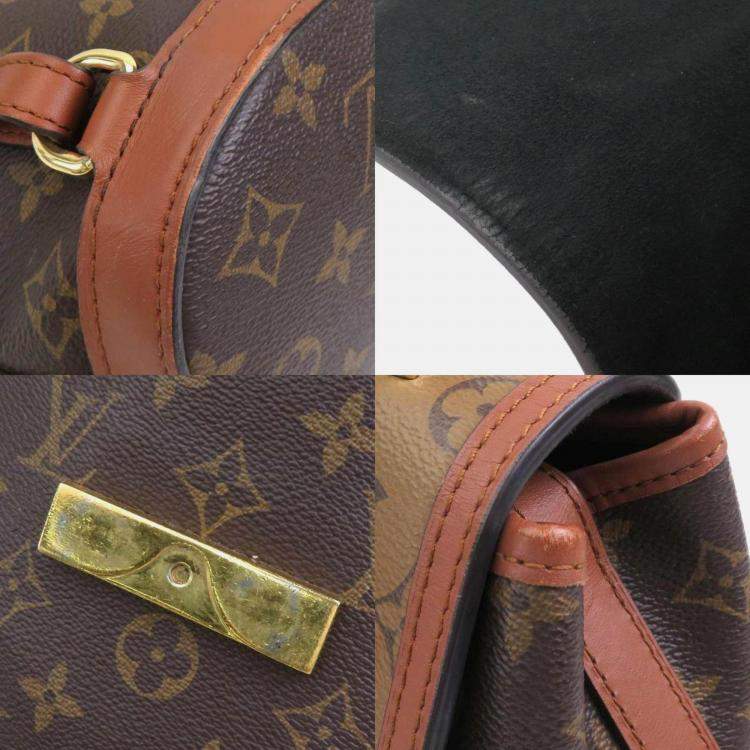 Pre Owned Louis Vuitton Monogram Reverse Dauphine Backpack In Canvas Brown And Gold