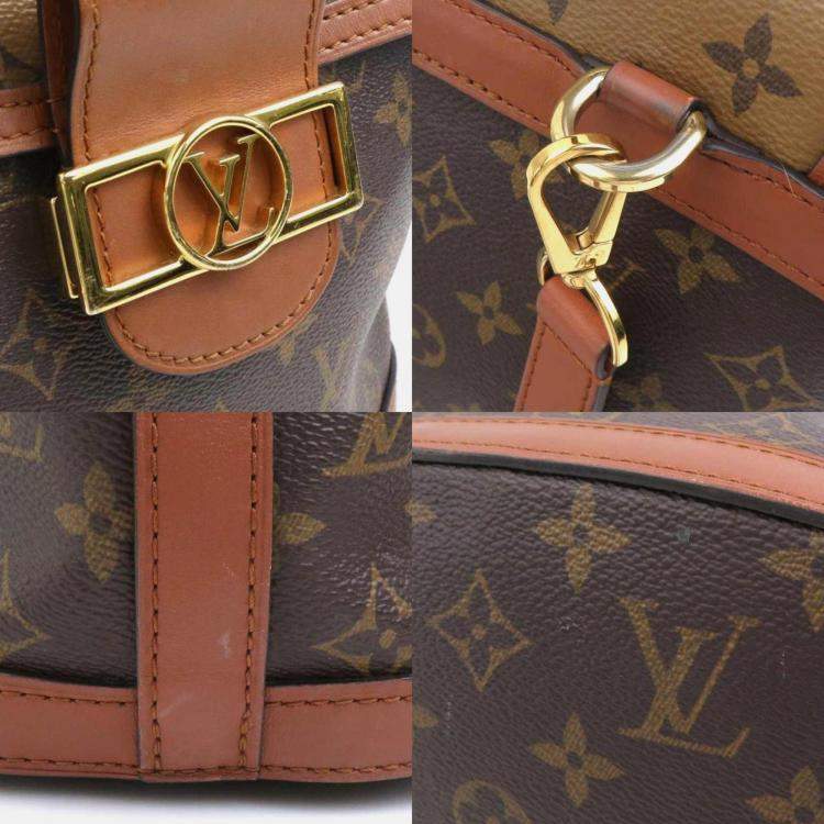 Pre Owned Louis Vuitton Monogram Reverse Dauphine Backpack In Canvas Brown And Gold