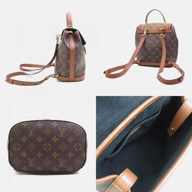 Pre Owned Louis Vuitton Monogram Reverse Dauphine Backpack In Canvas Brown And Gold