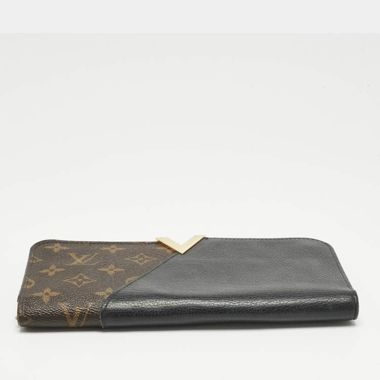 Pre Owned Louis Vuitton Monogram Canvas and Black Leather Kimono Wallet