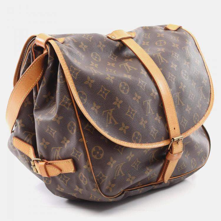 Pre Owned Louis Vuitton Samuel 35 Crossbody Shoulder Bag  Monogram Canvas Brown