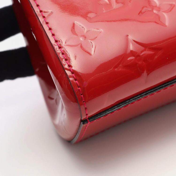 Pre Owned Louis Vuitton Catalina Bb Tote Handbag  Vernis Leather Rose Andian
