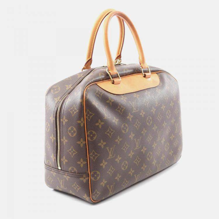 Pre Owned Louis Vuitton Deauville Handbag  Monogram Canvas Leather Brown