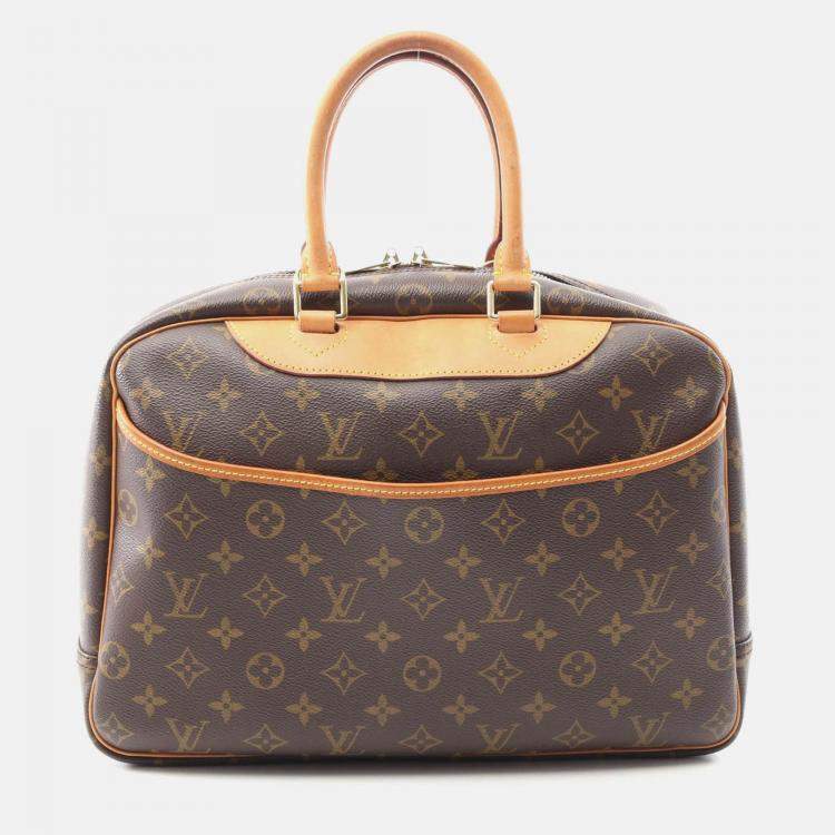 Pre Owned Louis Vuitton Deauville Handbag  Monogram Canvas Leather Brown