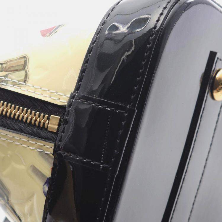 Pre Owned Louis Vuitton Alma Pm Sticker Animation Handbag  Vernis Leather White